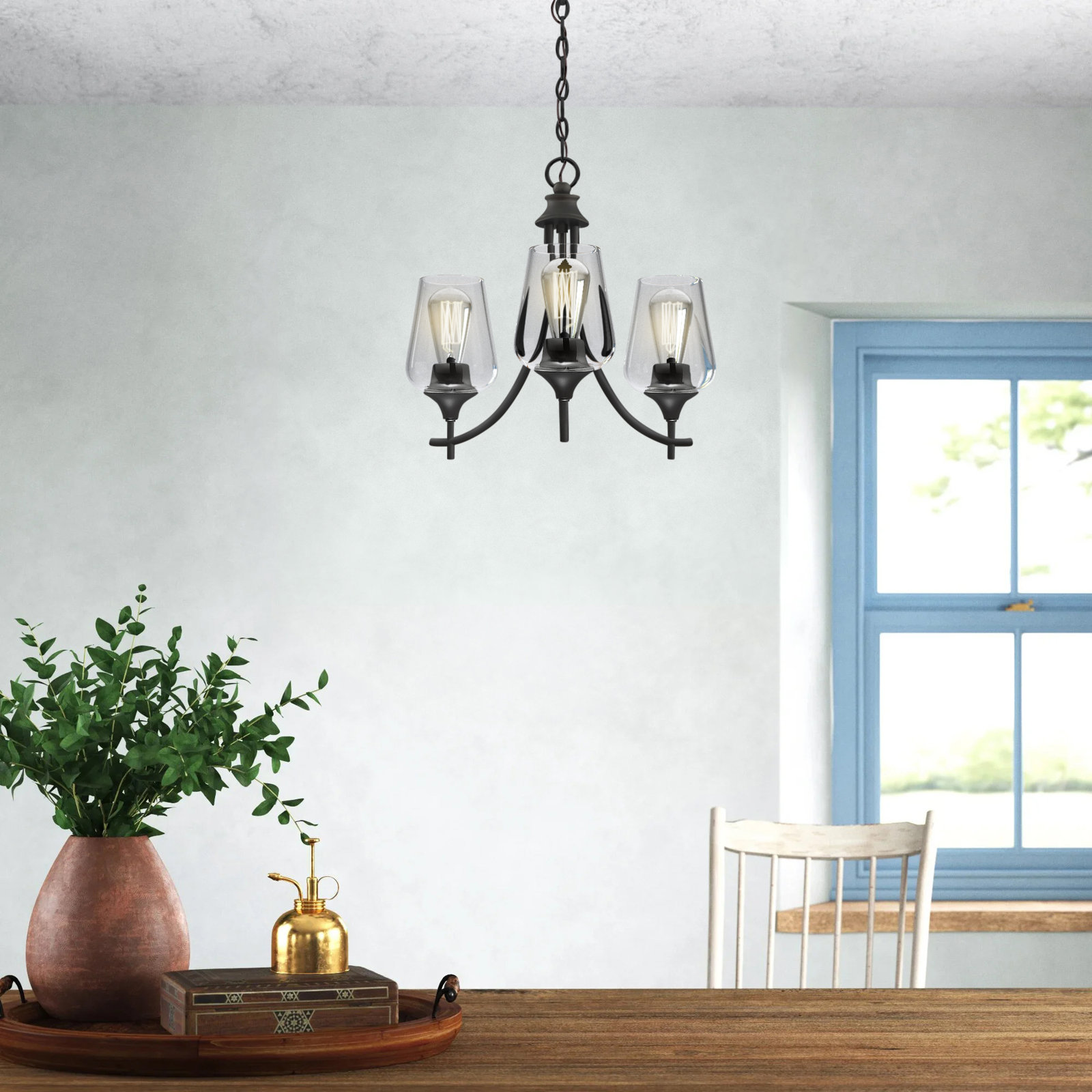 Breena 3 - Light Metal Dimmable Chandelier, English Bronze