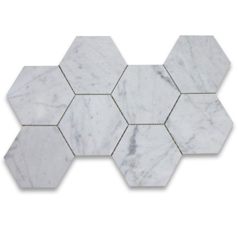 5" x 5" Marble Honeycomb Mosaic Wall & Floor Tile, Honed White