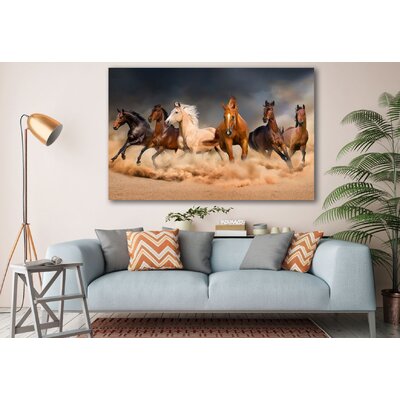 Horse Herd Run In Desert Sand Storm Against Wall Design Painting Canvas Print Art Decor Wall -  East Urban Home, 1BC56D5F94B847CABDF4C9CF8DDBD0F0