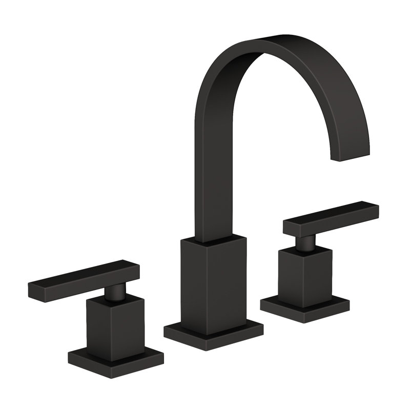 Secant Widespread Bathroom Faucet with Drain Assembly, Flat Black