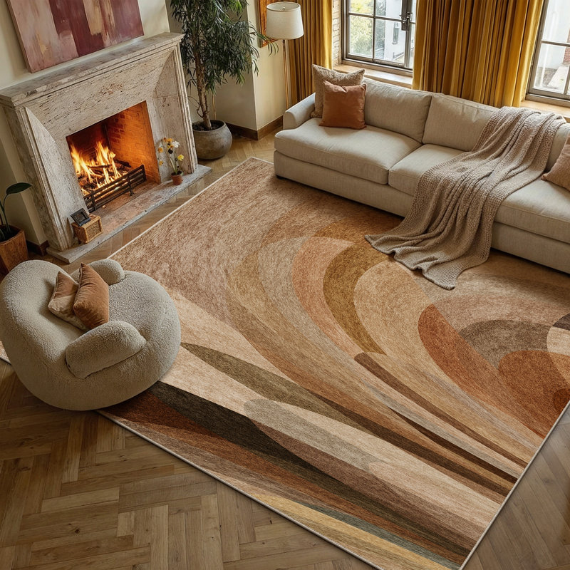 Elsie Modern Abstract Washable Area Rugs With Non-Slip Backing, Rectangle 9' x 12'