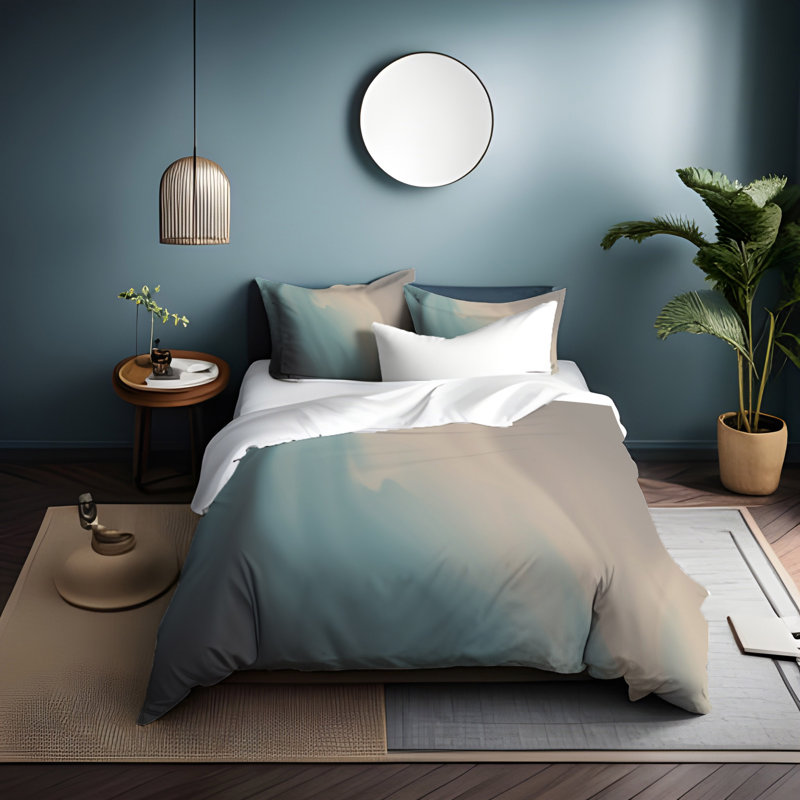 Polyester Ombre Duvet Cover, Queen Duvet Cover + 2 Queen Shams