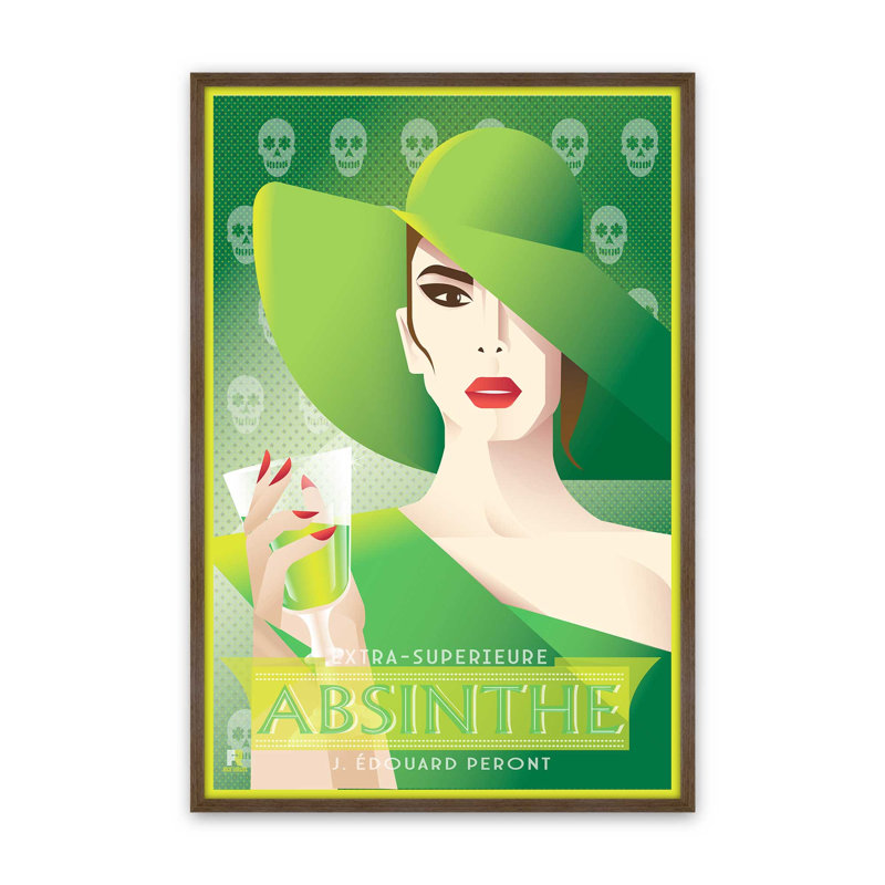 «Absinthe Reverie», reproduction d'art, Noyer, Impression encadrée sans passe-partout, H 15 po x l 12 po