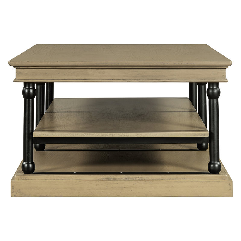 Table basse en bois 55,1 "avec pieds noirs, Black+Brown