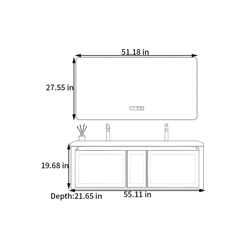 Moravian, 19.68" H x 55.11" W x 21.65" D