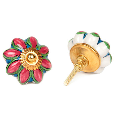 Hand Painted Flower Novelty Knob