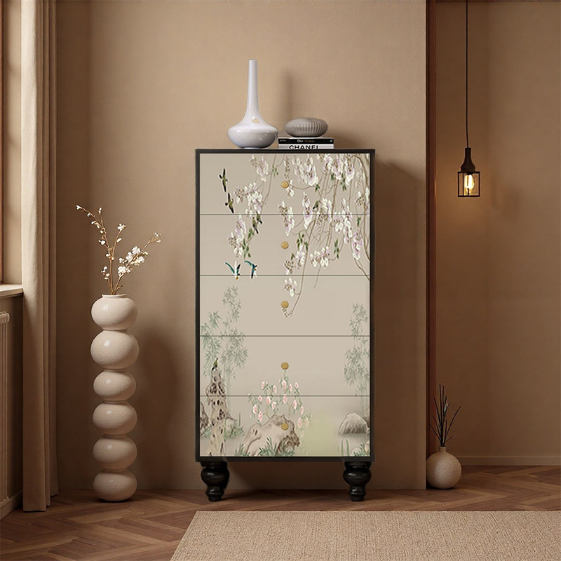Armoire de rangement à tiroir en bois de frêne, Noir