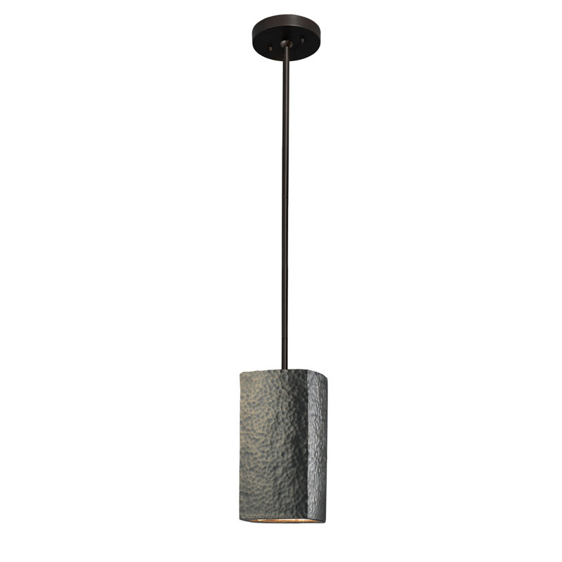 Luminaire suspendu carré 1 lumière Radiance, Noir mat, Laiton martelé