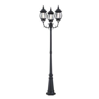 Lampadaire d'extérieur 3 lumières 94 po en noir mat
