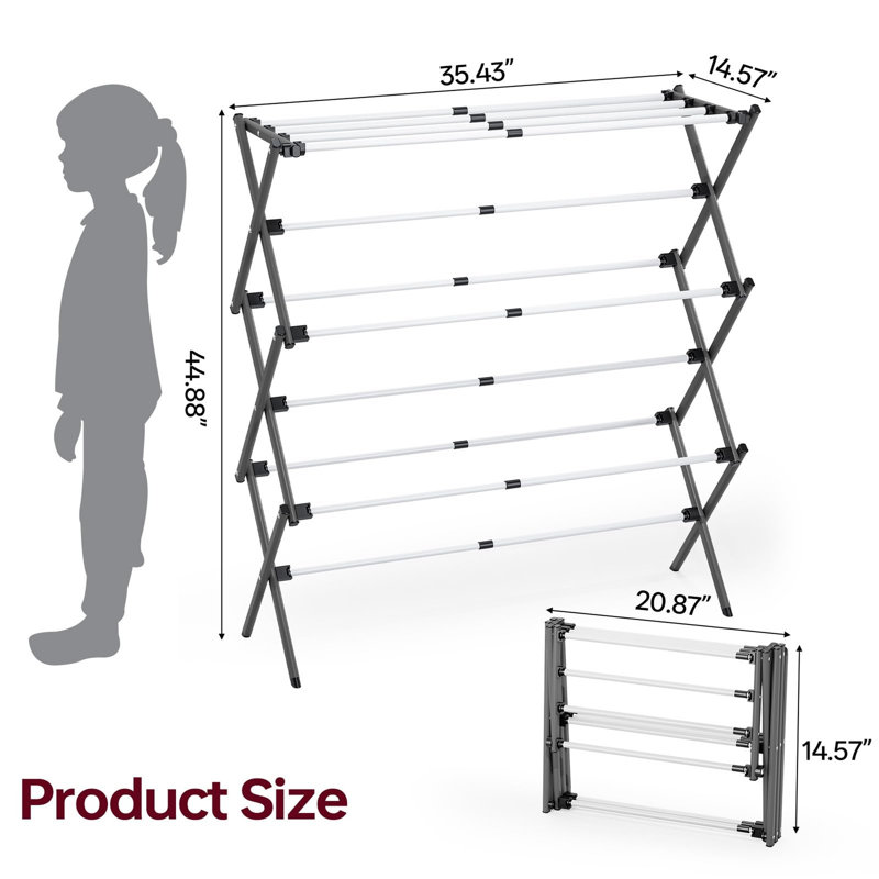 Large Foldable Metal Drying Rack, Grey/White
