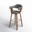 Tabouret tournant Valazquez, revêtement en tissu, pieds en bois de noyer-1121516039