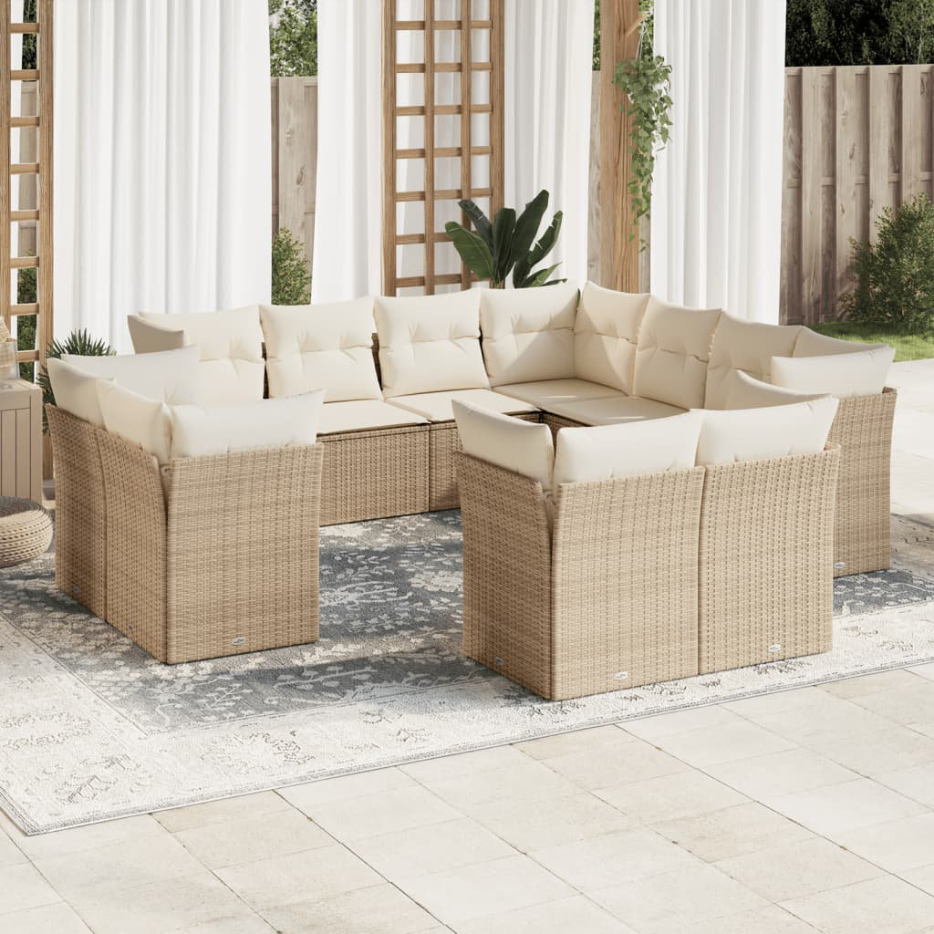 Vidaxl 11-Tlg. Garten-Sofagarnitur aus Polyrattan mit Kissen