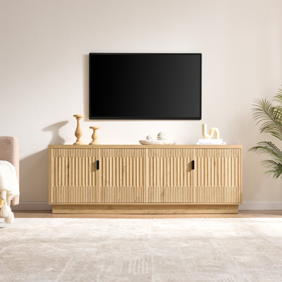  68"W Fluted TV Stand for TVs up to 75" with 4 Doors, Removable Shelves and Cable Management