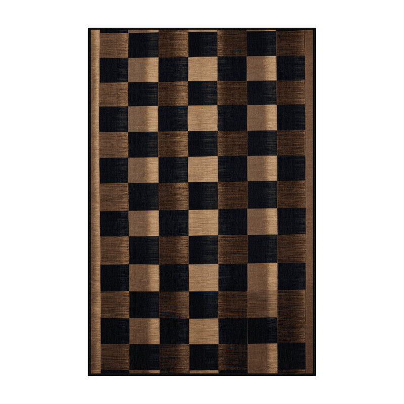 Tapis damier noir lavable à la machine, Rectangle 4 pi x 6 pi