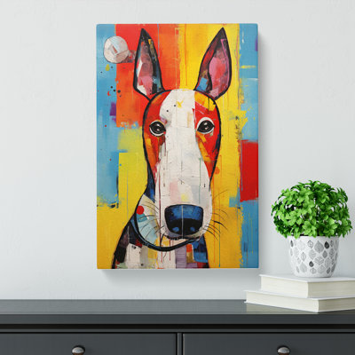 English Bull Terrier Expressionism - Wrapped Canvas