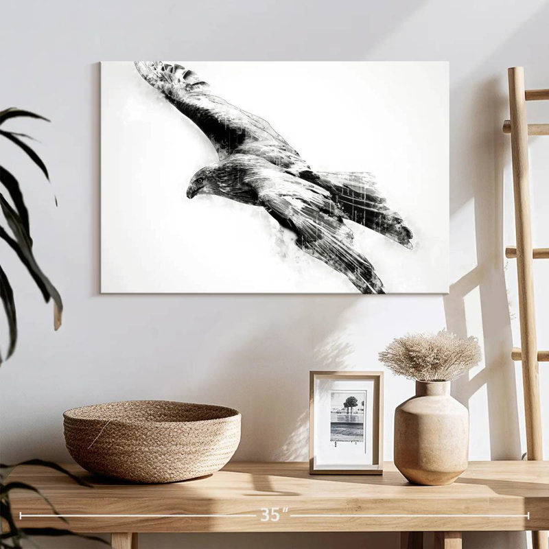 Brampt Hawk Black And White, 16" H x 24" W