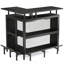 Unité de bar en forme de L 36 po x 48 po avec repose-pieds - Armoire de coin moderne avec tablettes à 2 niveaux et supports en verre, mini table de bar industrielle noire pour la maison, la cuisine ou le pub