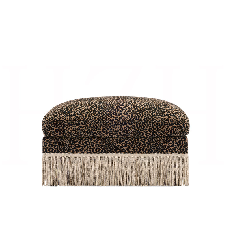 Repose-pieds en chenille léopard, brun noir, Black Brown
