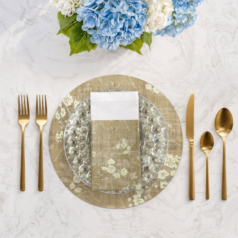 Blossom Fantasia Cotton Sateen Dinner Napkins, Gold
