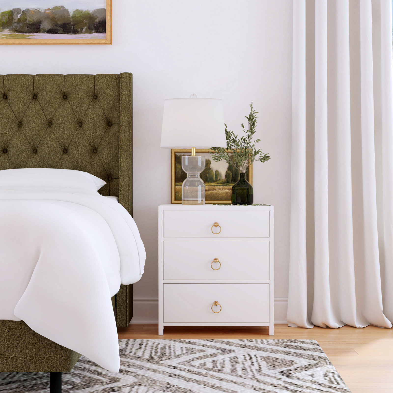 Elin 3 - Drawer 25" Nightstand, White