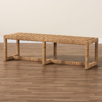 Daown Bali & Pari Cipally Bohemian Seagrass And Mahogany Wood Accent Bench by Rosecliff Heights