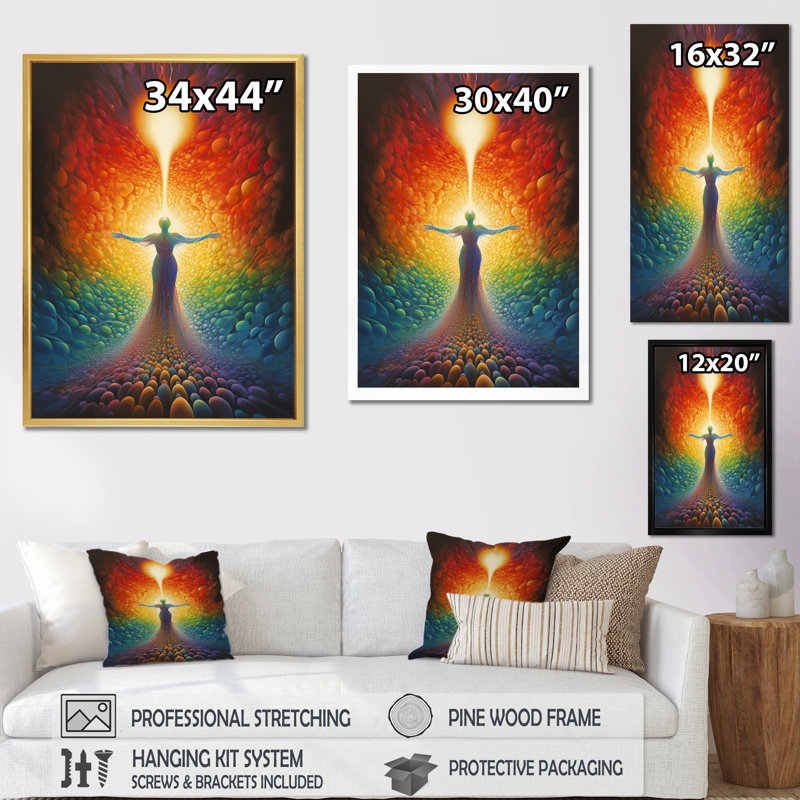 Universal Goddess Of Compassion sur impression sur toile, H 32 po x l 16 po x P 1 po, Cadre flottant doré