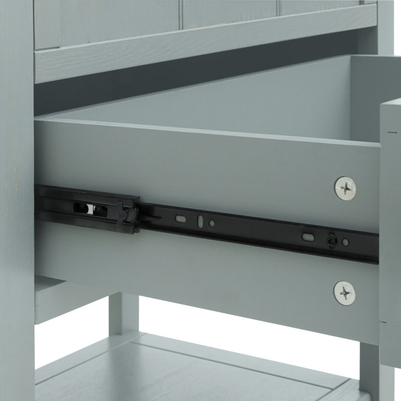 2 Drawer Side Table, Light Gray