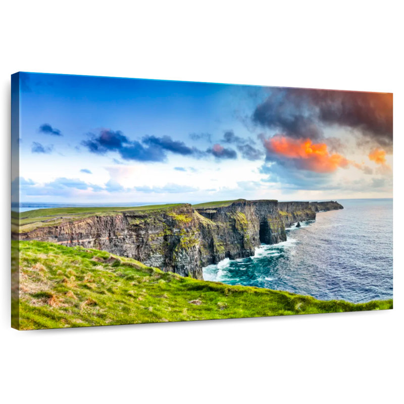 Ravi au coucher du soleil sur les falaises de Moher, H 24 po x l 36 po