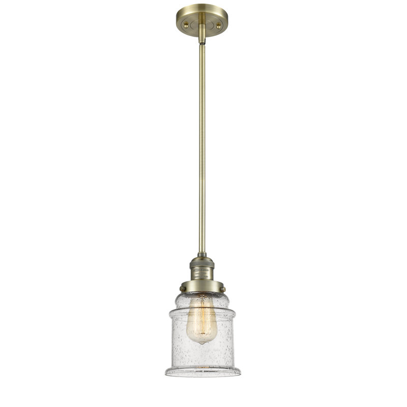 Galaviz 1 - Light Single Pendant, Seedy, Antique Brass, 6 Watt Vinage LED Bulb