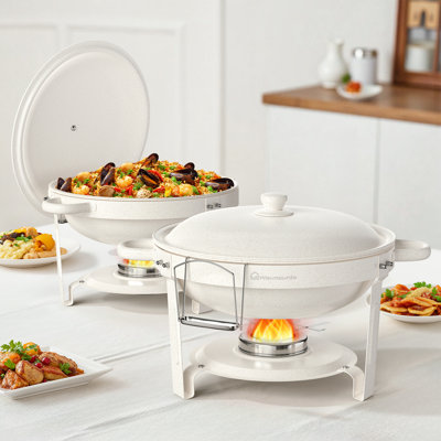 5QT Round Maifanite-Coated Chafing Dishes for Buffet (Set of 2)