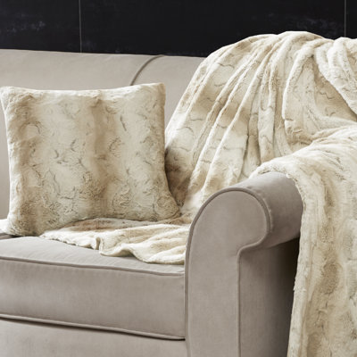  Faux Fur Striped Throw Pillow