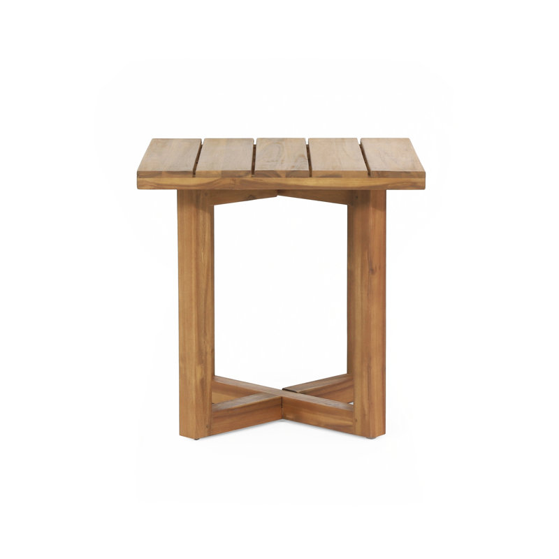 SIDE TABLE with Durable Acacia Wood and Elegant Slat Panel Design for Outdoor Use, Teak