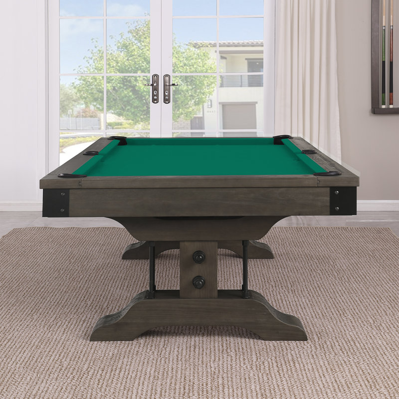 Table de billard Manchester, Vert jaune, Non, Brun patiné
