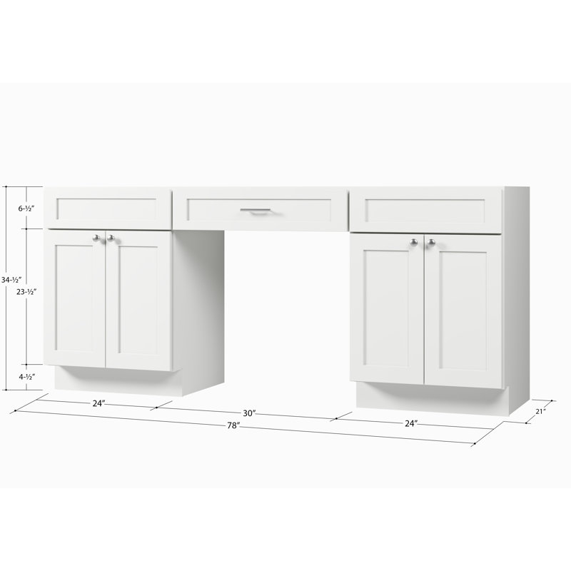 Base de meuble-lavabo double 78 po seulement, Blanc