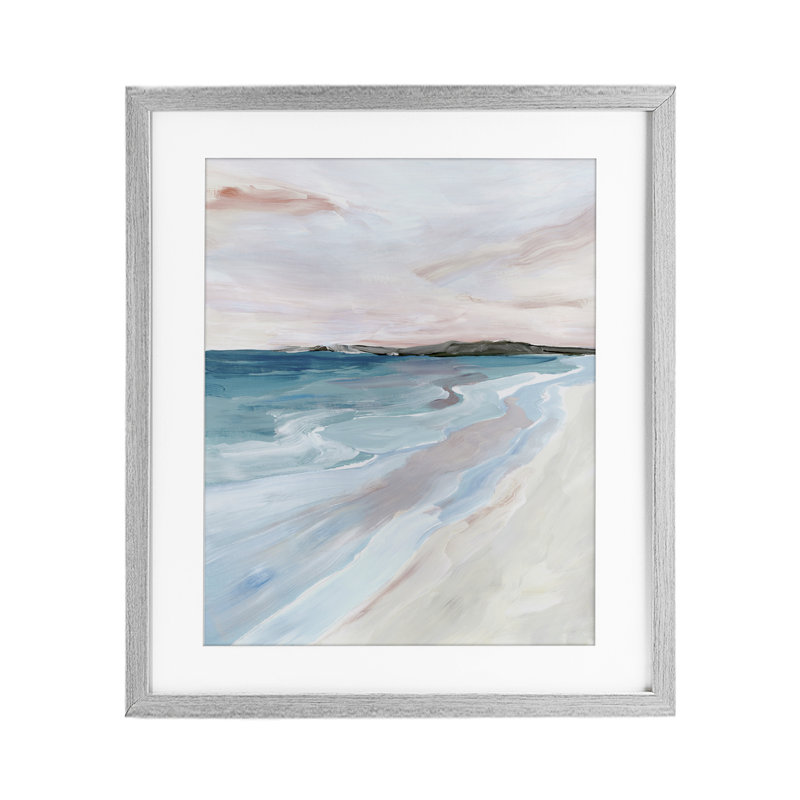 «Faded Coastal Serenity», reproduction encadrée sous verre, conception de Ian C., H 16 po x l 13 po, Cadre de ferme gris