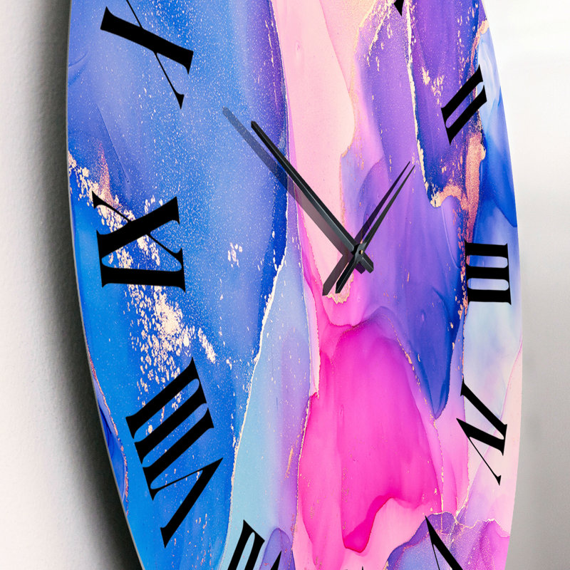 Horloge murale moderne bleue et rose, Petit