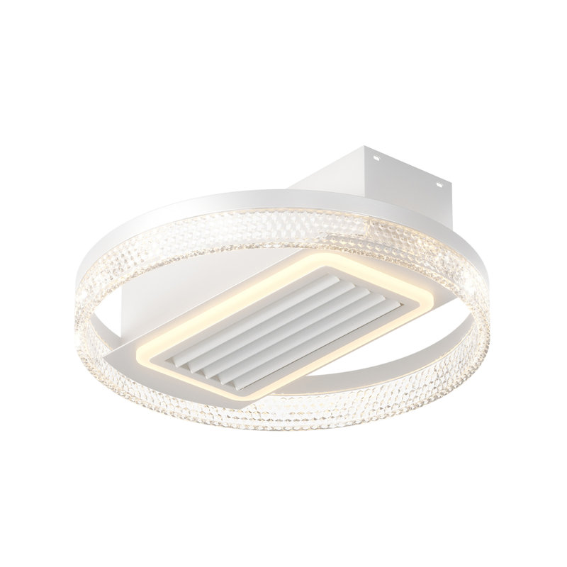 Ventilateur de plafond moderne sans feuille de 20 pouces avec moteur réversible amovible et lavable à télécommande, Blanc