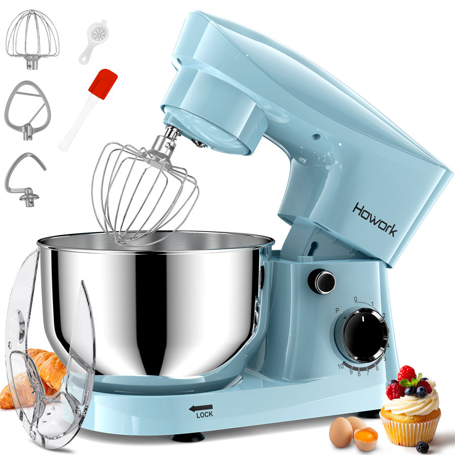 Howork 10+ Speed 6-Quart Electric Stand Mixer with Splash Guard, Dough Hook, Flat Beater, Whisk, Egg Separator, Scraper Attachments