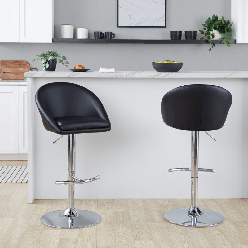 Tabouret de bar Maddison, Chrome, Noir, noir, noir, noir