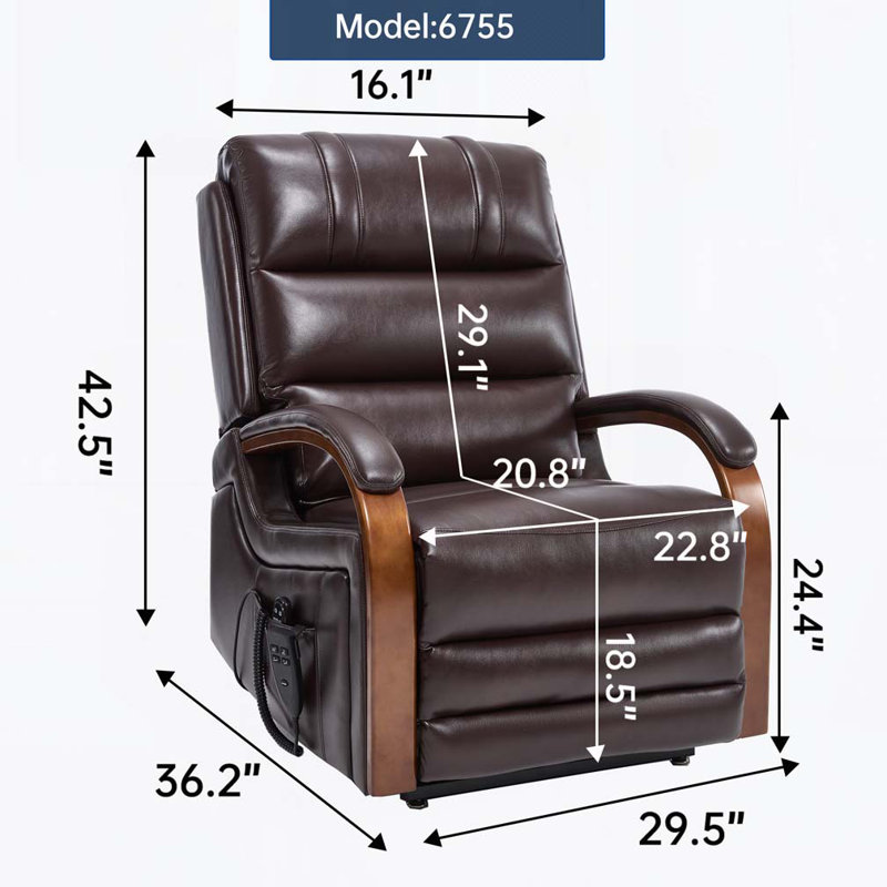 Infinite Position Dual Motor Power Lift Recliner Chair with Heat Massage & Heavy Duty Motion Mechanism, Dark Brown