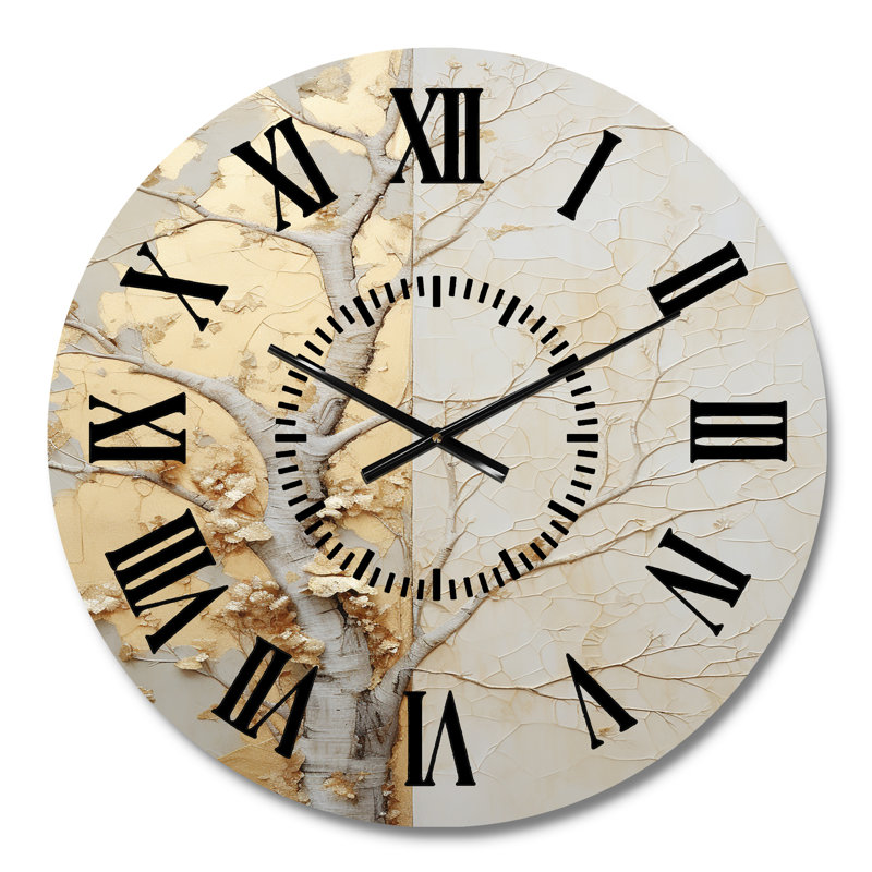 Horloge murale arbre doré et beige, Médium