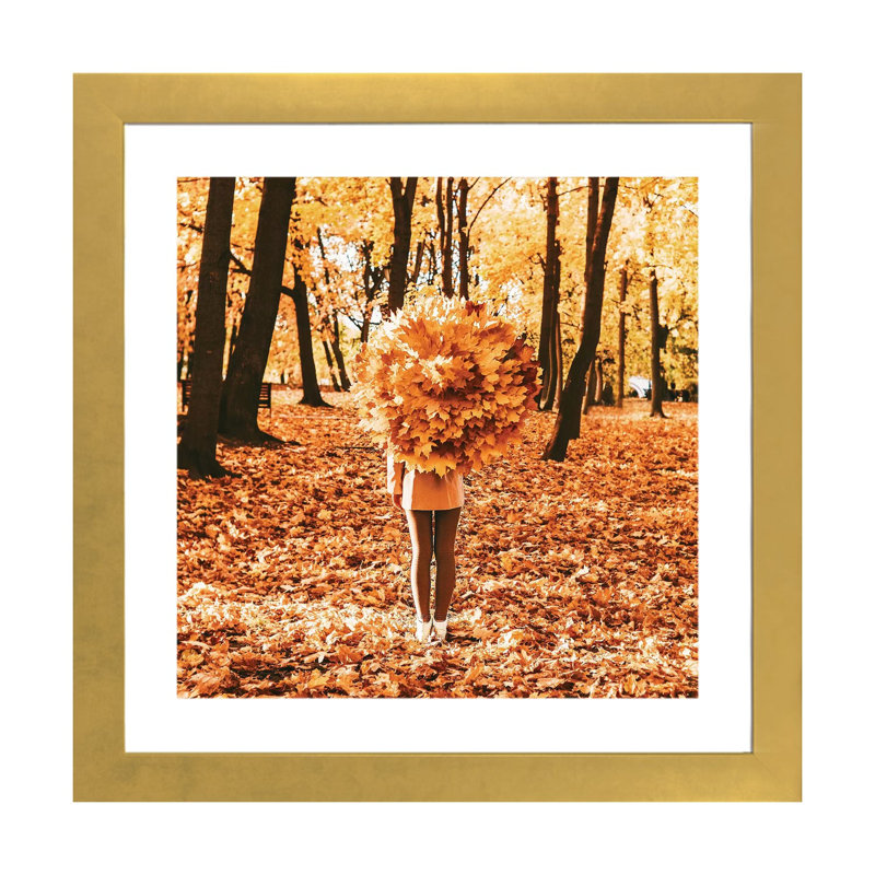 Reproduction d’automne par Hobopeeba-impression, Blanc, H 24 po x l 24 po x p 1 po, Papier encadré doré