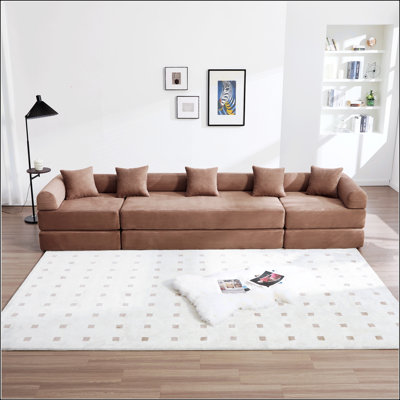 UNITED WE WIN Convertible Folding Sofa Bed With Fixed Frame, Pillow Back Handrail, Cloud Corduroy Mattress For Living Room, Dormitory, Guest Room, Home Office, And Apartment