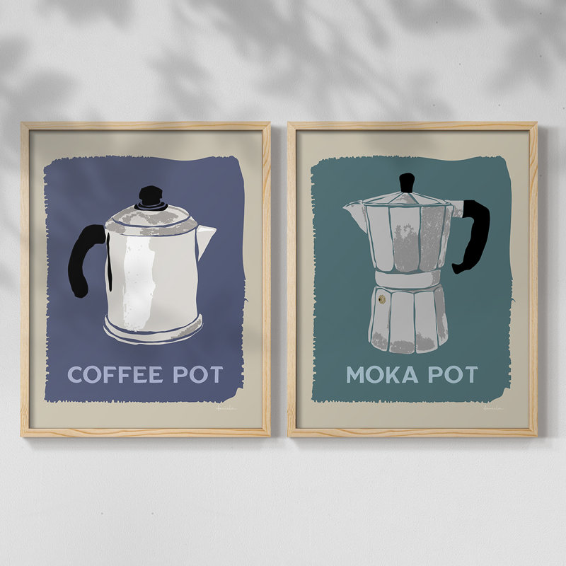 «Modern Coffee I», reproduction encadrée de qualité supérieure - prête à être accrochée - aucun clou requis - aucun clou requis