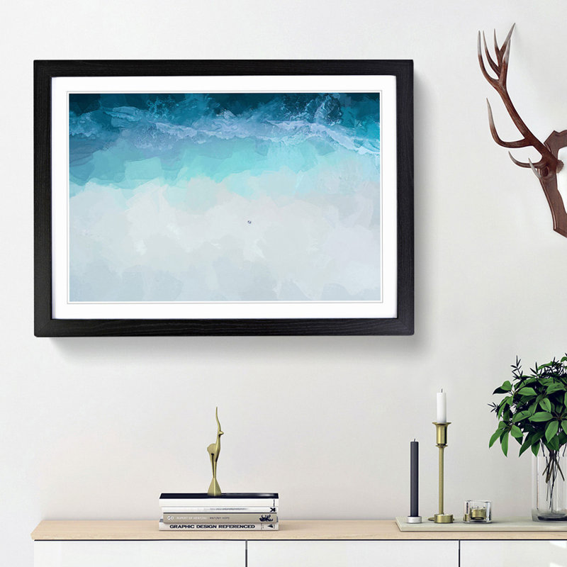 Beach in the Maldives in Abstract - Picture Frame Graphic Art Print, 27cm H x 36cm W x 2cm D, Black Framed