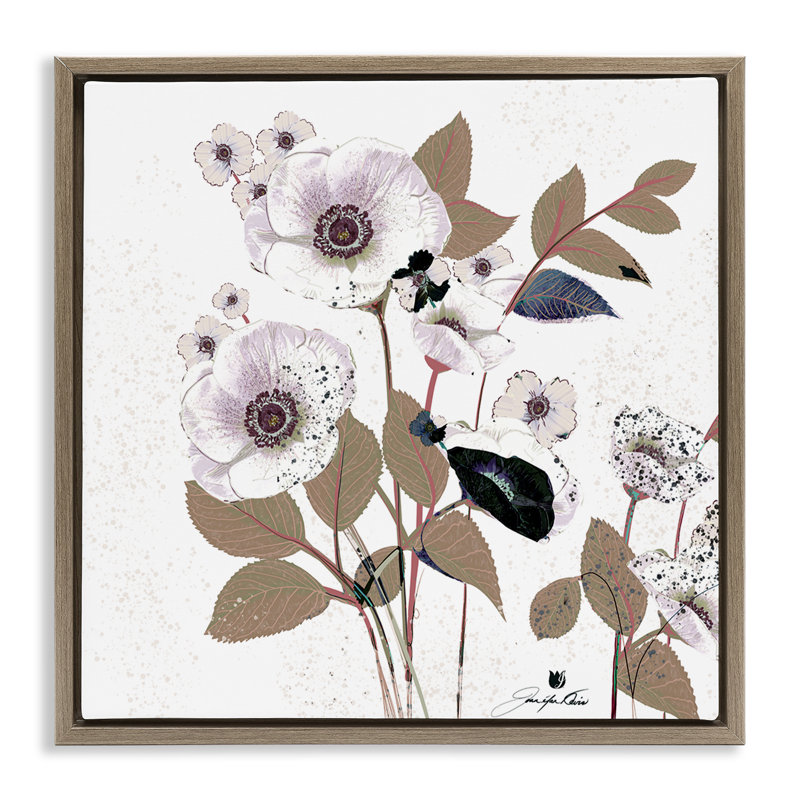 Art mural sur toile, "réponse de fleurs priées", par Joan Davis, H 25 po x l 25 po, Cadre flottant orme Montalcino