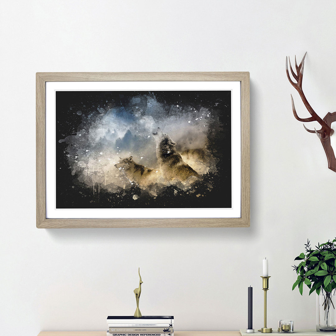 Wolves Howling in the Forest - Framed Print