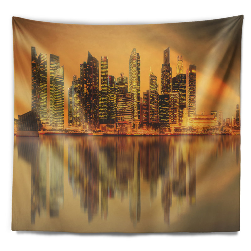 Tapisserie gratte-ciel Cityscape, Marina Bay, Singapour, H 78 po x l 92 po