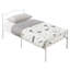 Cadre de lit 2 pièces Embourg, ensemble de cadre de lit plateforme en métal 2 pièces, lit simple blanc de style rétro avec tête et pied de lit à volutes, aucun sommier nécessaire, parfait pour la chambre d'enfant, la chambre d'amis ou la location-1453659315