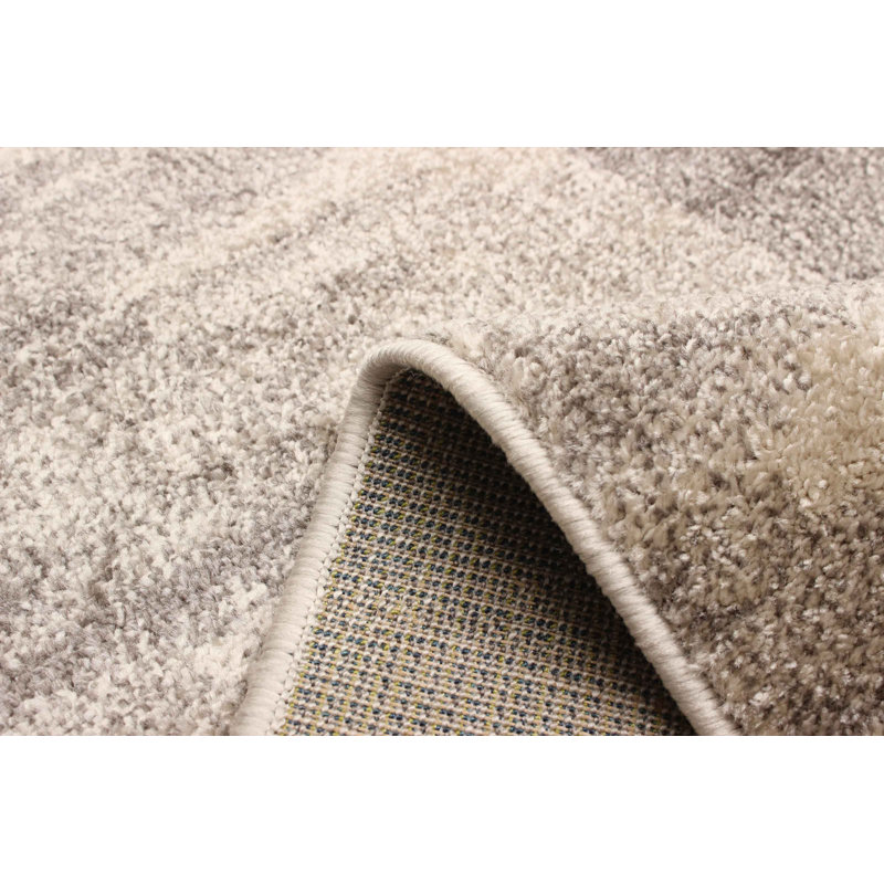 Tapis abstrait ivoire / vert Haslam, Rectangle 6 pi 7 po x 9 pi 6 po